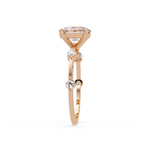 Celestial Floating Diamond Solitaire Ring with Bezel Accent Stones