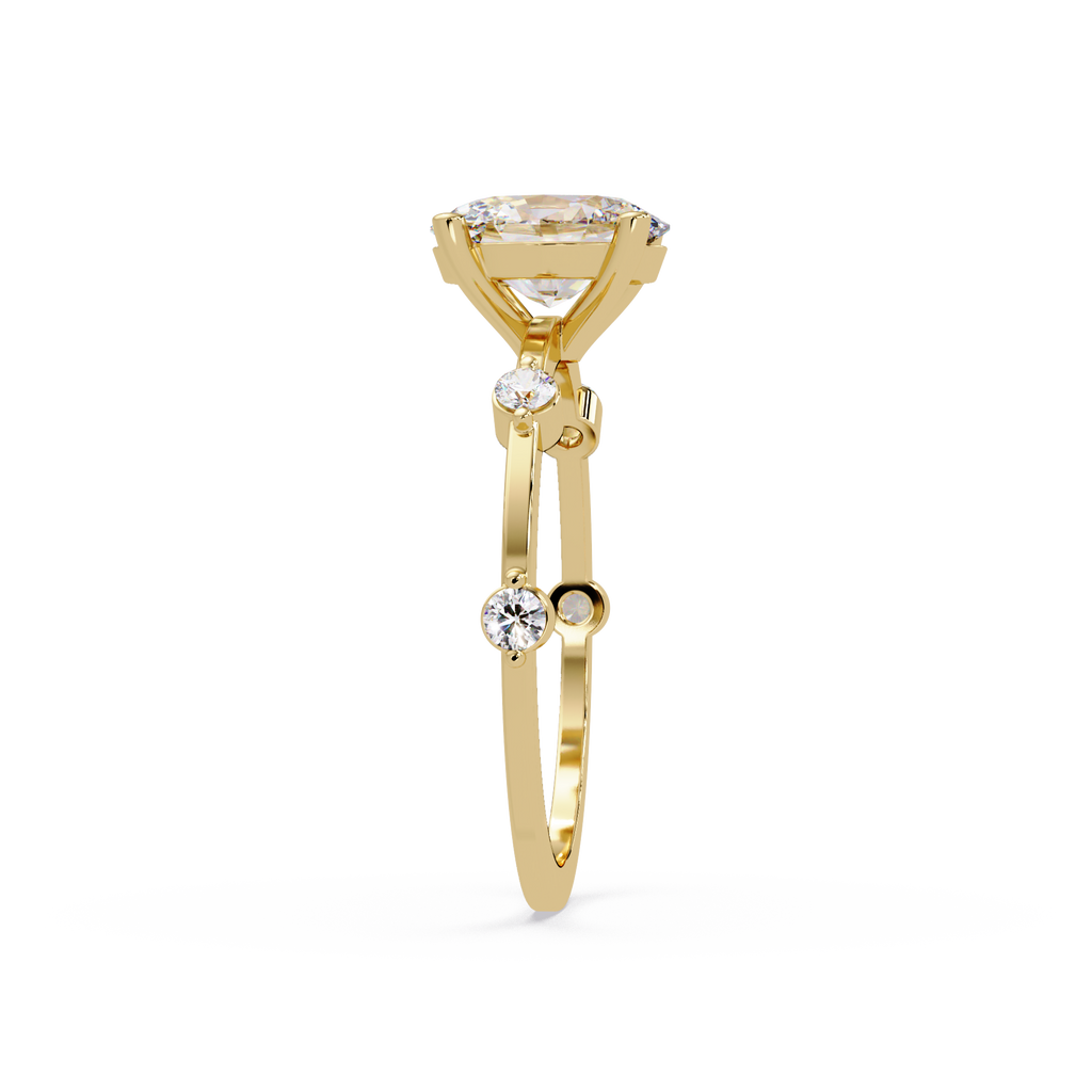 Celestial Floating Diamond Solitaire Ring with Bezel Accent Stones