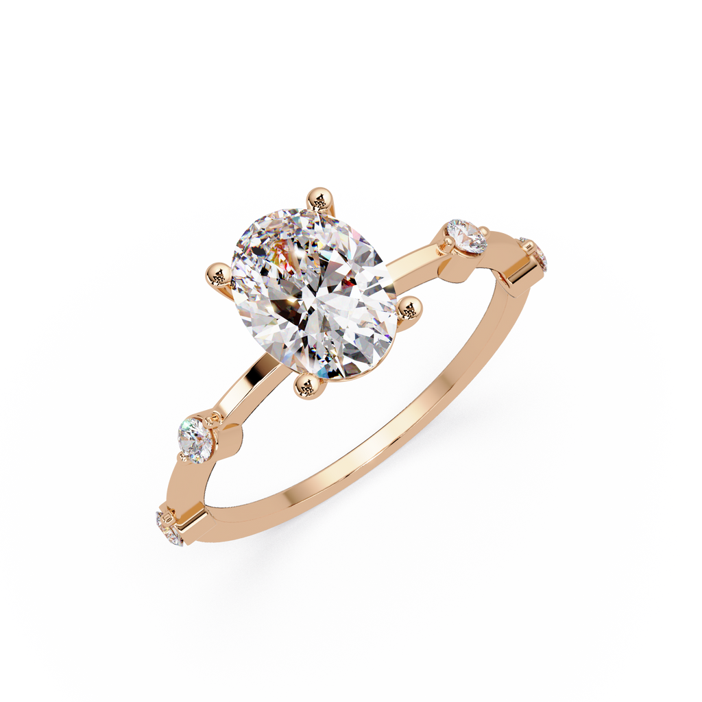 Celestial Floating Diamond Solitaire Ring with Bezel Accent Stones