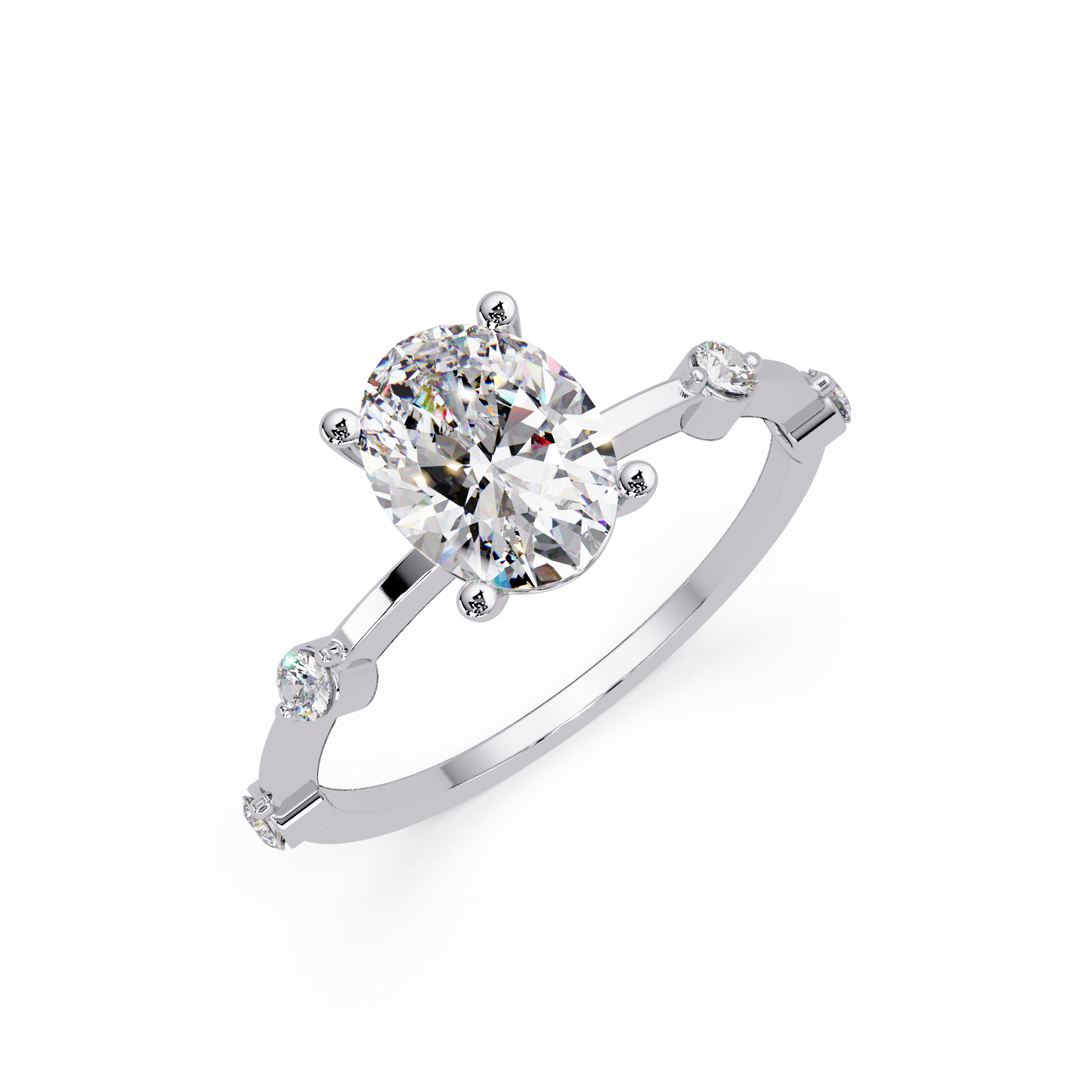 Celestial Floating Diamond Solitaire Ring with Bezel Accent Stones