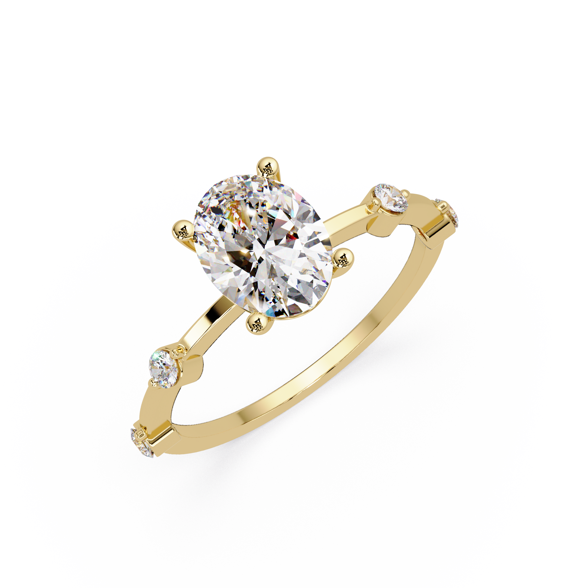 Celestial Floating Diamond Solitaire Ring with Bezel Accent Stones