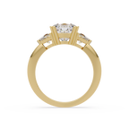 Classic Cushion Cut Engagement Ring with Trillion Side Diamonds