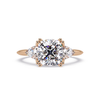Classic Cushion Cut Engagement Ring with Trillion Side Diamonds