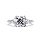 Classic Cushion Cut Engagement Ring with Trillion Side Diamonds
