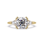 Classic Cushion Cut Engagement Ring with Trillion Side Diamonds