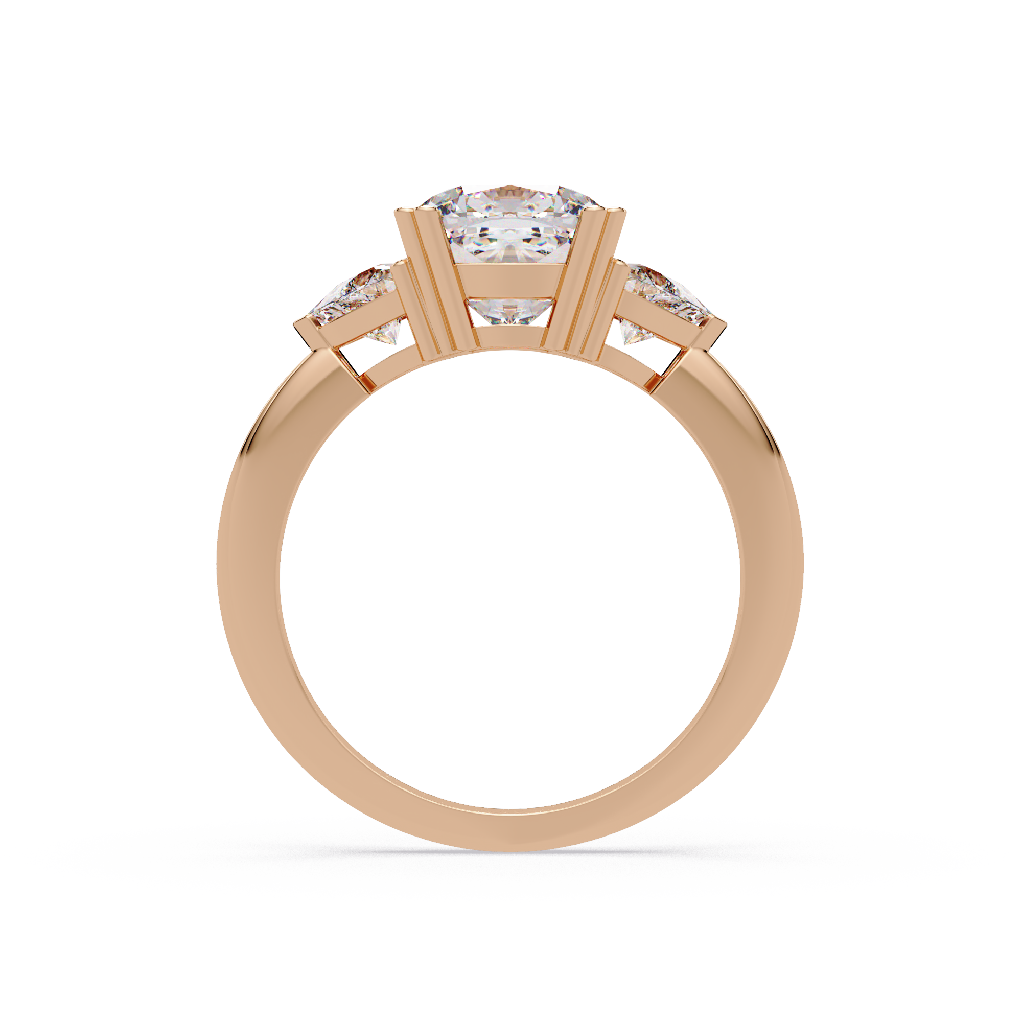 Classic Cushion Cut Engagement Ring with Trillion Side Diamonds