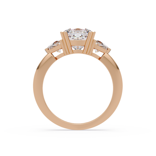 Classic Cushion Cut Engagement Ring with Trillion Side Diamonds