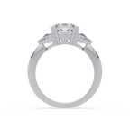Classic Cushion Cut Engagement Ring with Trillion Side Diamonds