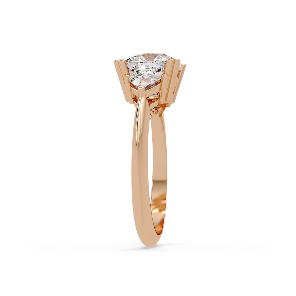 Classic Cushion Cut Engagement Ring with Trillion Side Diamonds