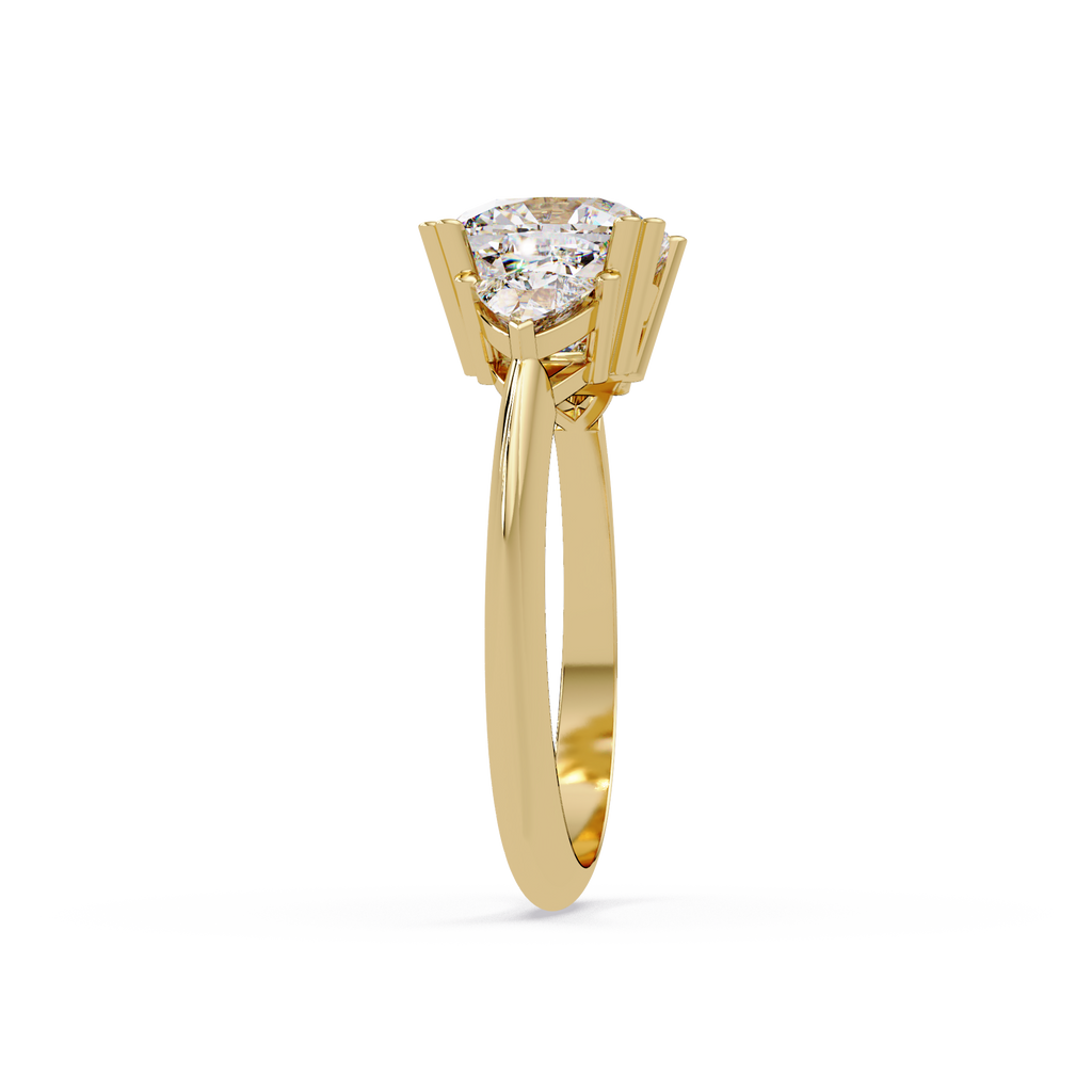 Classic Cushion Cut Engagement Ring with Trillion Side Diamonds