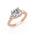 Classic Cushion Cut Engagement Ring with Trillion Side Diamonds