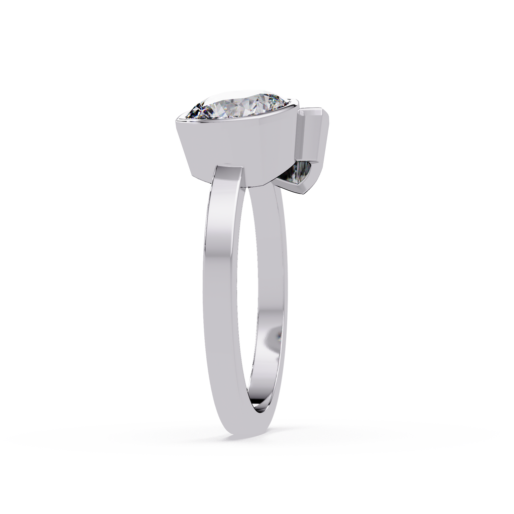Bezel Set Cushion & Trillion Diamond Toi et Moi Engagement Ring