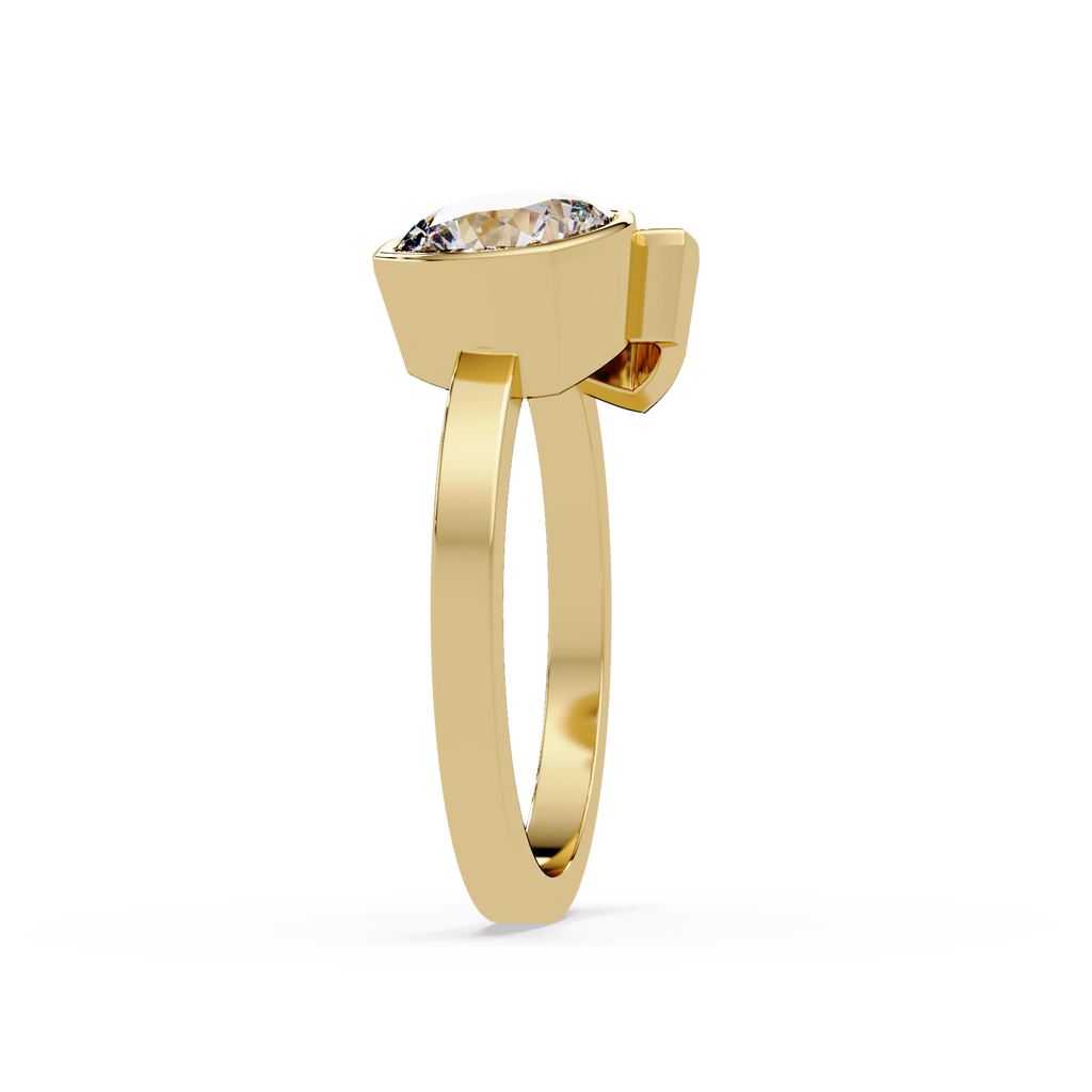 Bezel Set Cushion & Trillion Diamond Toi et Moi Engagement Ring