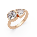 Bezel Set Cushion & Trillion Diamond Toi et Moi Engagement Ring