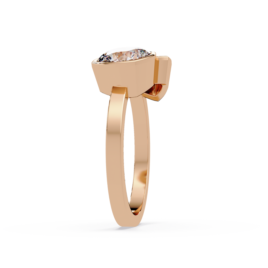 Bezel Set Cushion & Trillion Diamond Toi et Moi Engagement Ring