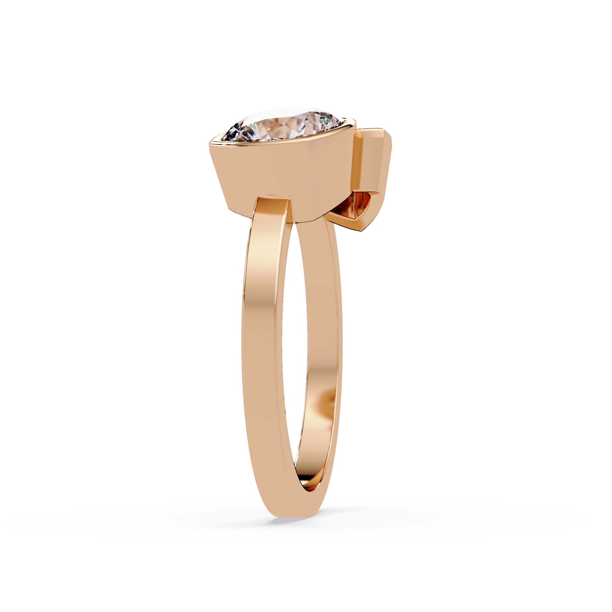 Bezel Set Cushion & Trillion Diamond Toi et Moi Engagement Ring