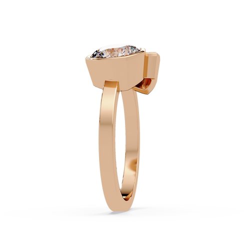 Bezel Set Cushion & Trillion Diamond Toi et Moi Engagement Ring