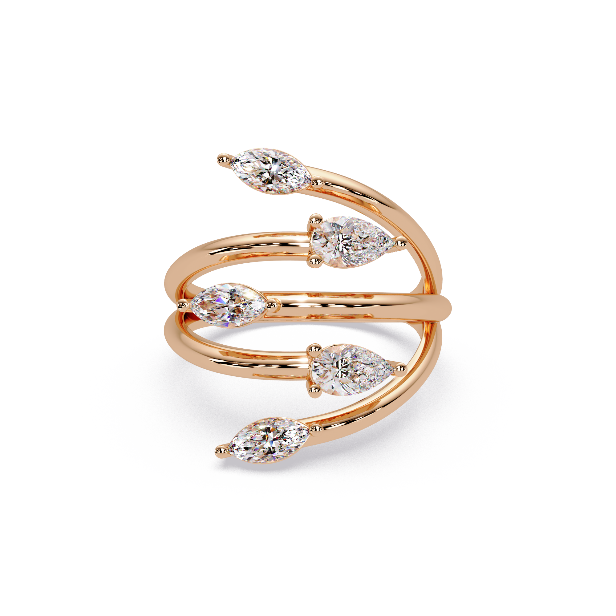 Marquise & Pear Diamond Multi-Row Wrap Ring