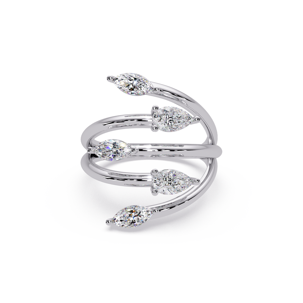 Marquise & Pear Diamond Multi-Row Wrap Ring