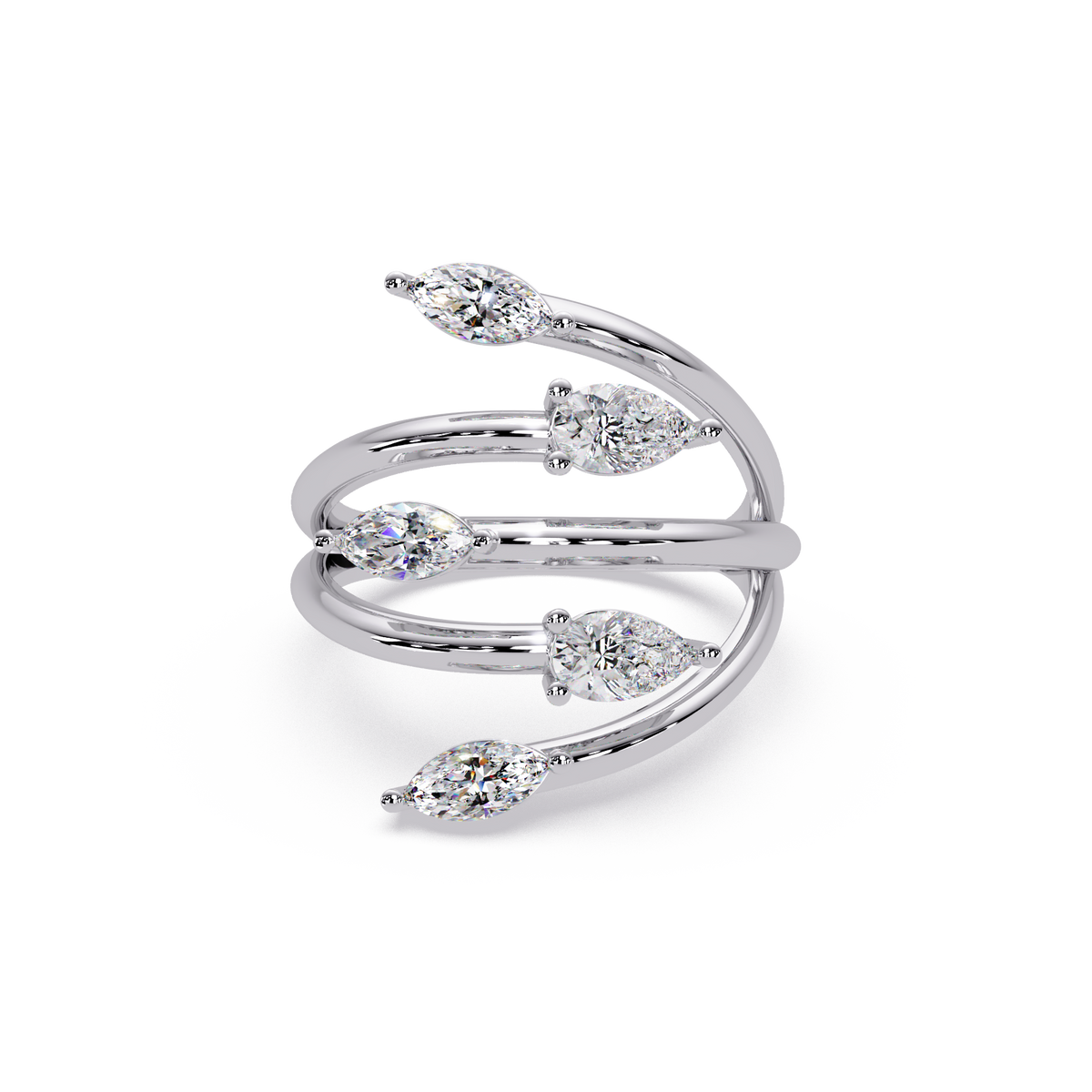 Marquise & Pear Diamond Multi-Row Wrap Ring
