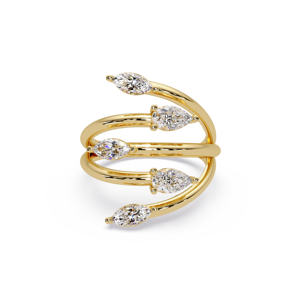 Marquise & Pear Diamond Multi-Row Wrap Ring