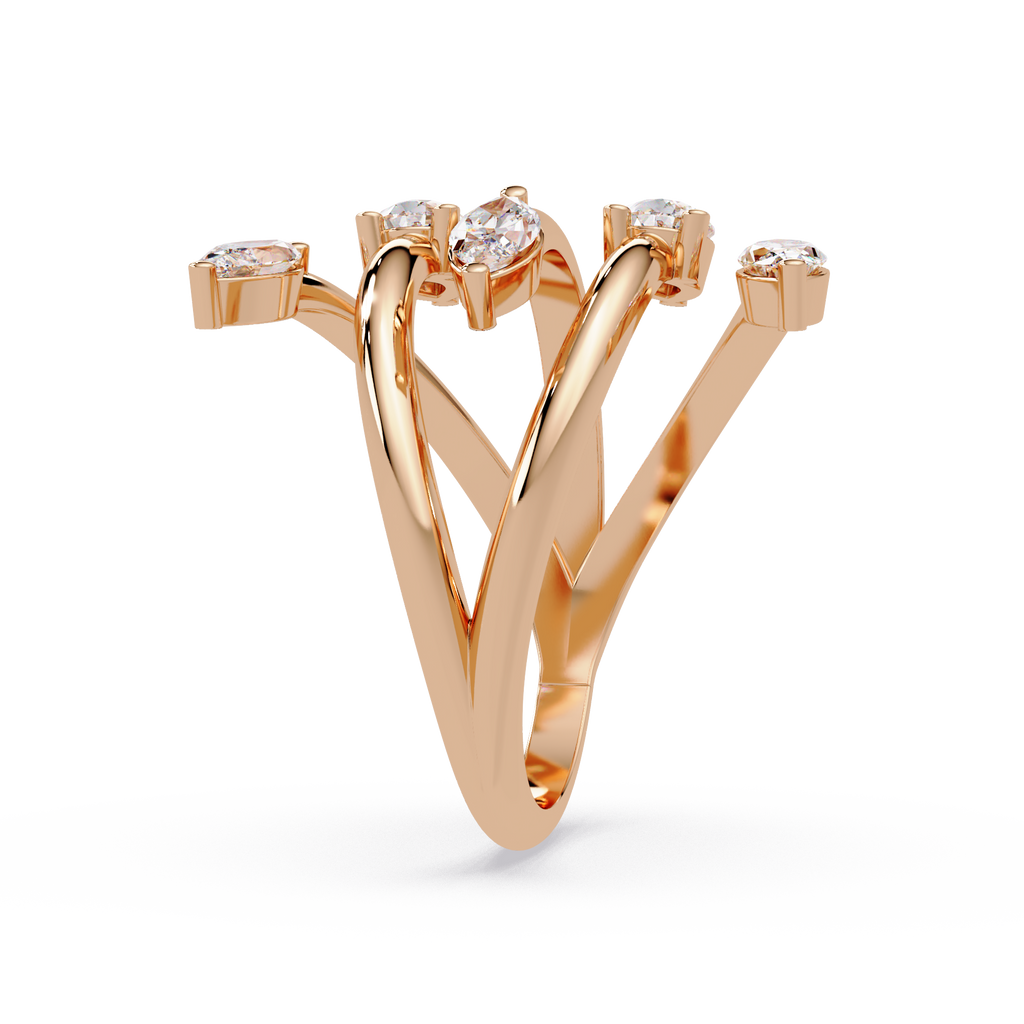 Marquise & Pear Diamond Multi-Row Wrap Ring