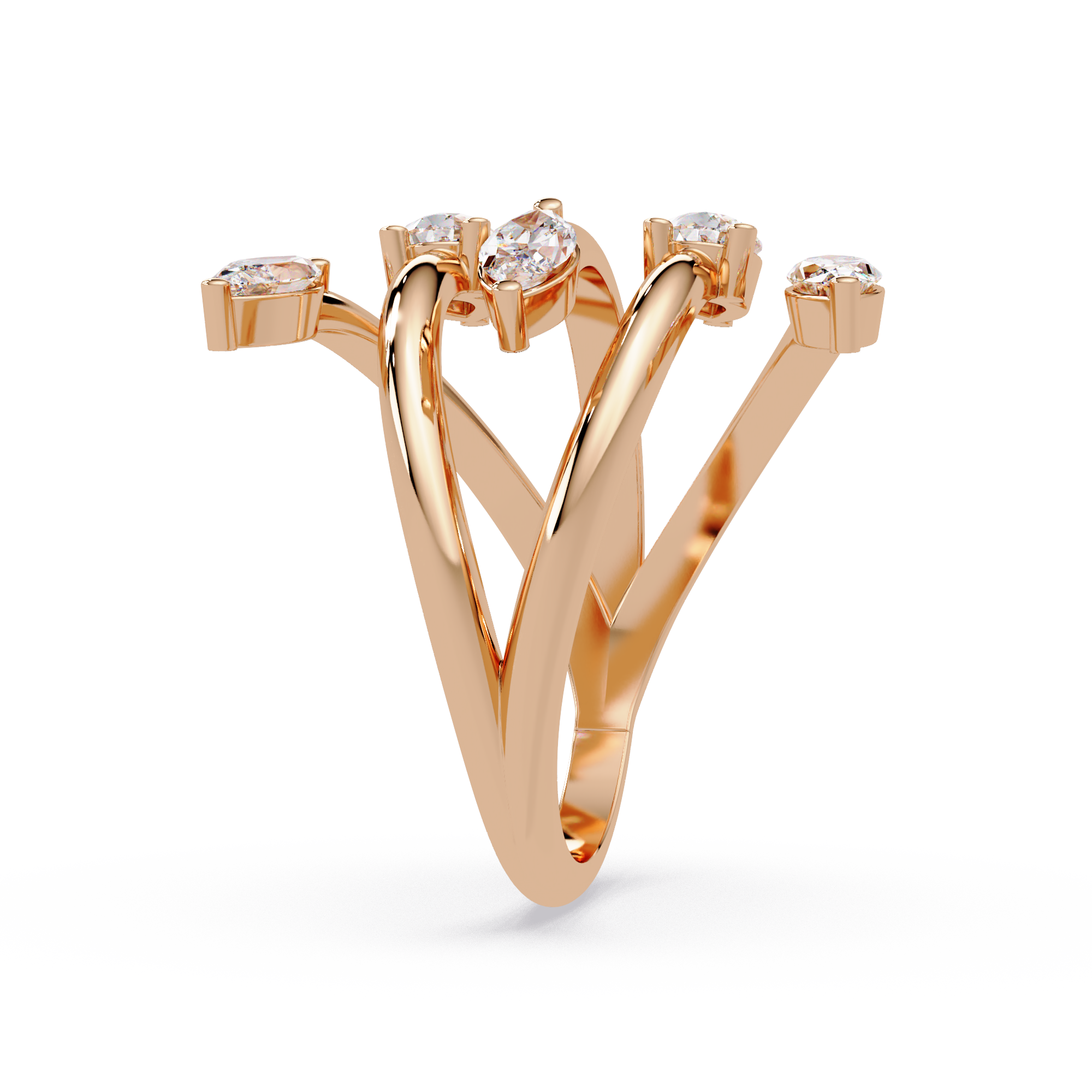Marquise & Pear Diamond Multi-Row Wrap Ring