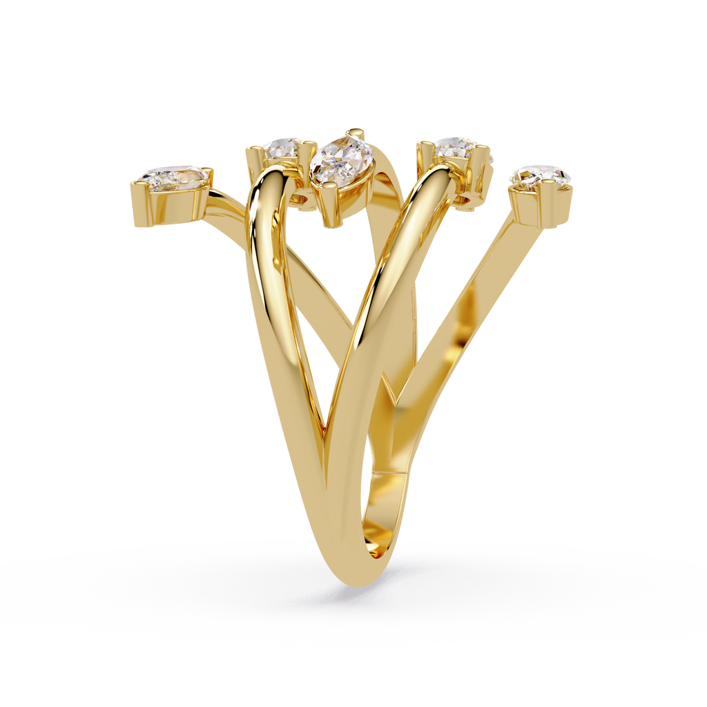 Marquise & Pear Diamond Multi-Row Wrap Ring