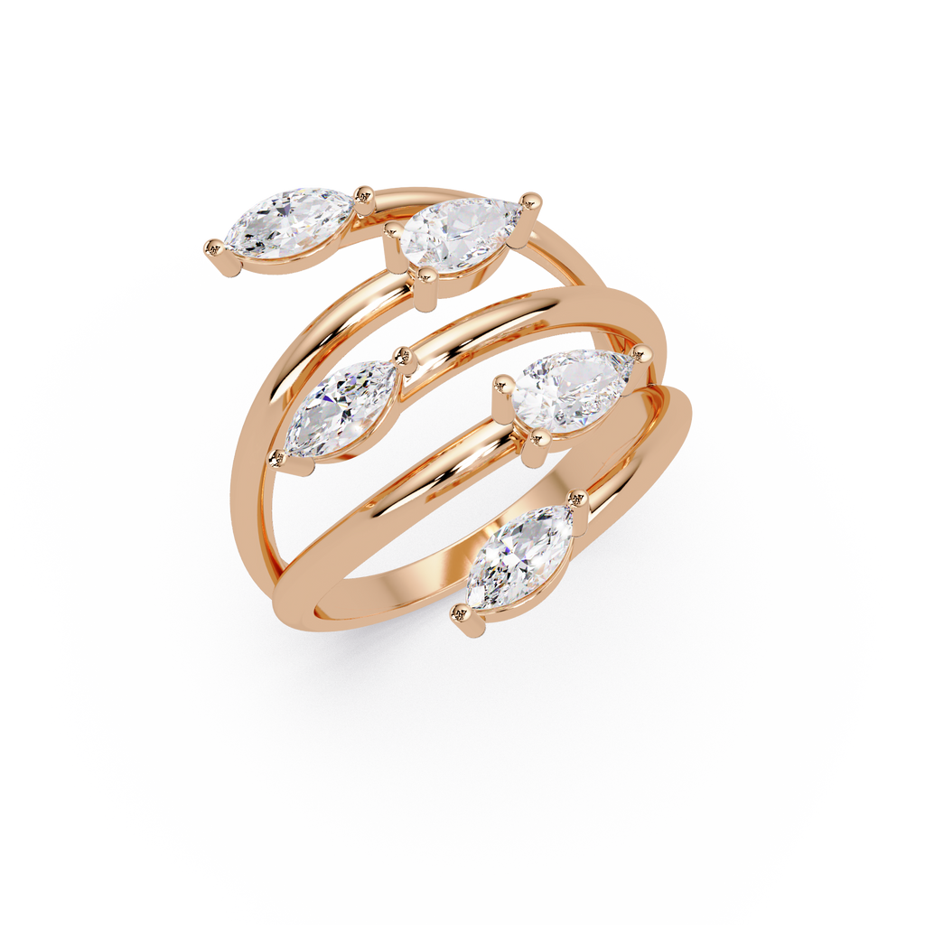 Marquise & Pear Diamond Multi-Row Wrap Ring