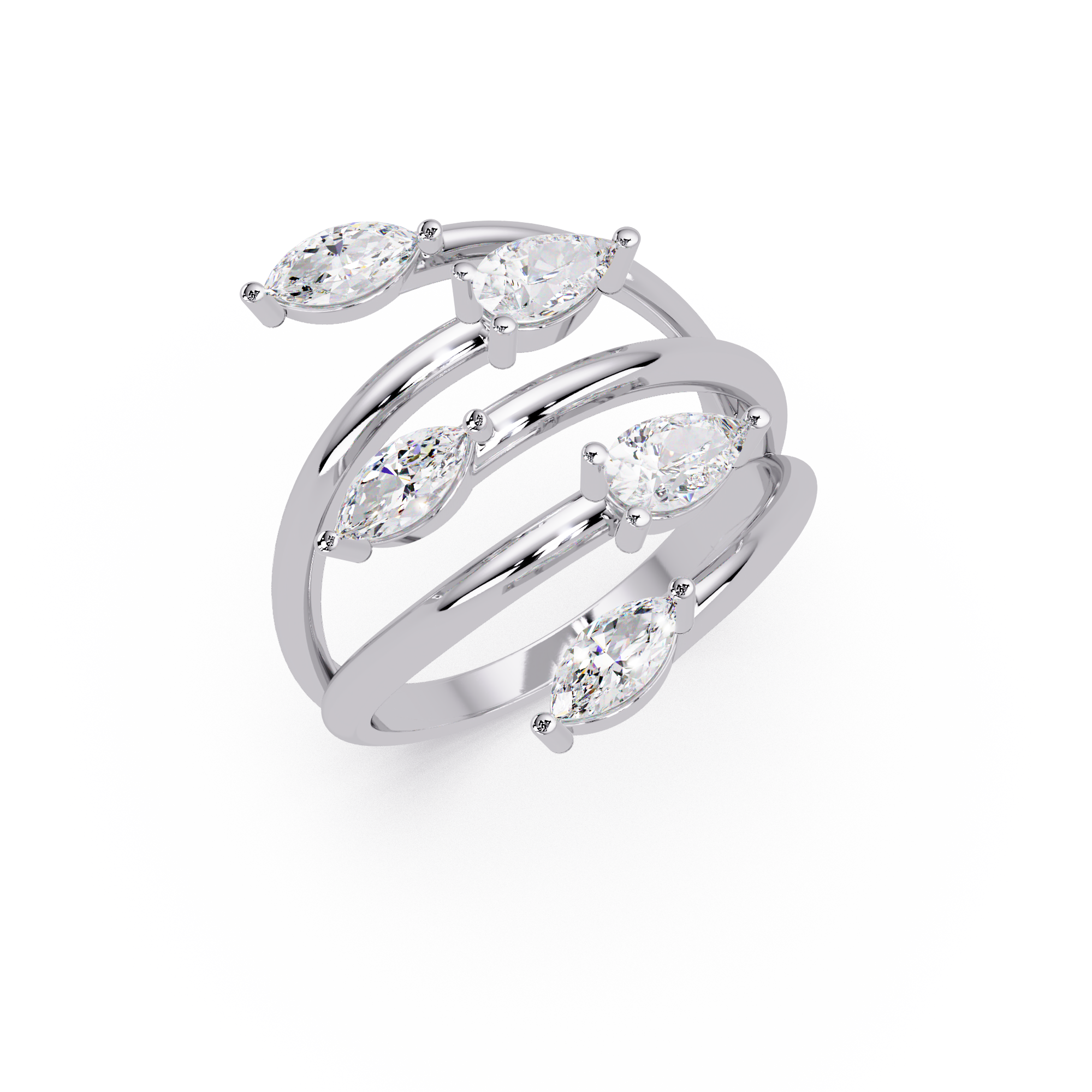 Marquise & Pear Diamond Multi-Row Wrap Ring