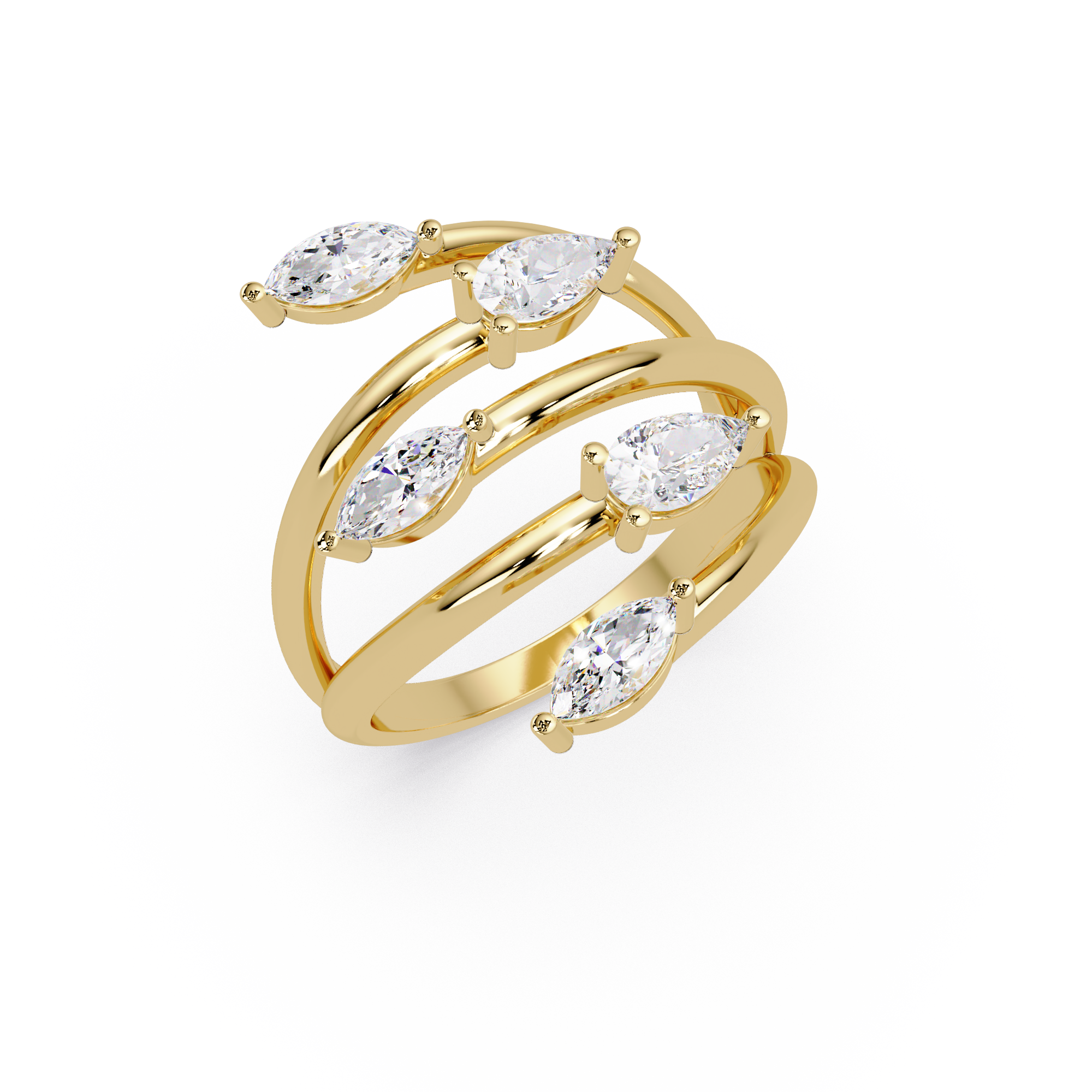 Marquise & Pear Diamond Multi-Row Wrap Ring