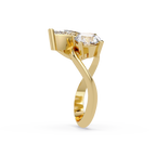 Modern Pear & Round Diamond Bypass Engagement Ring