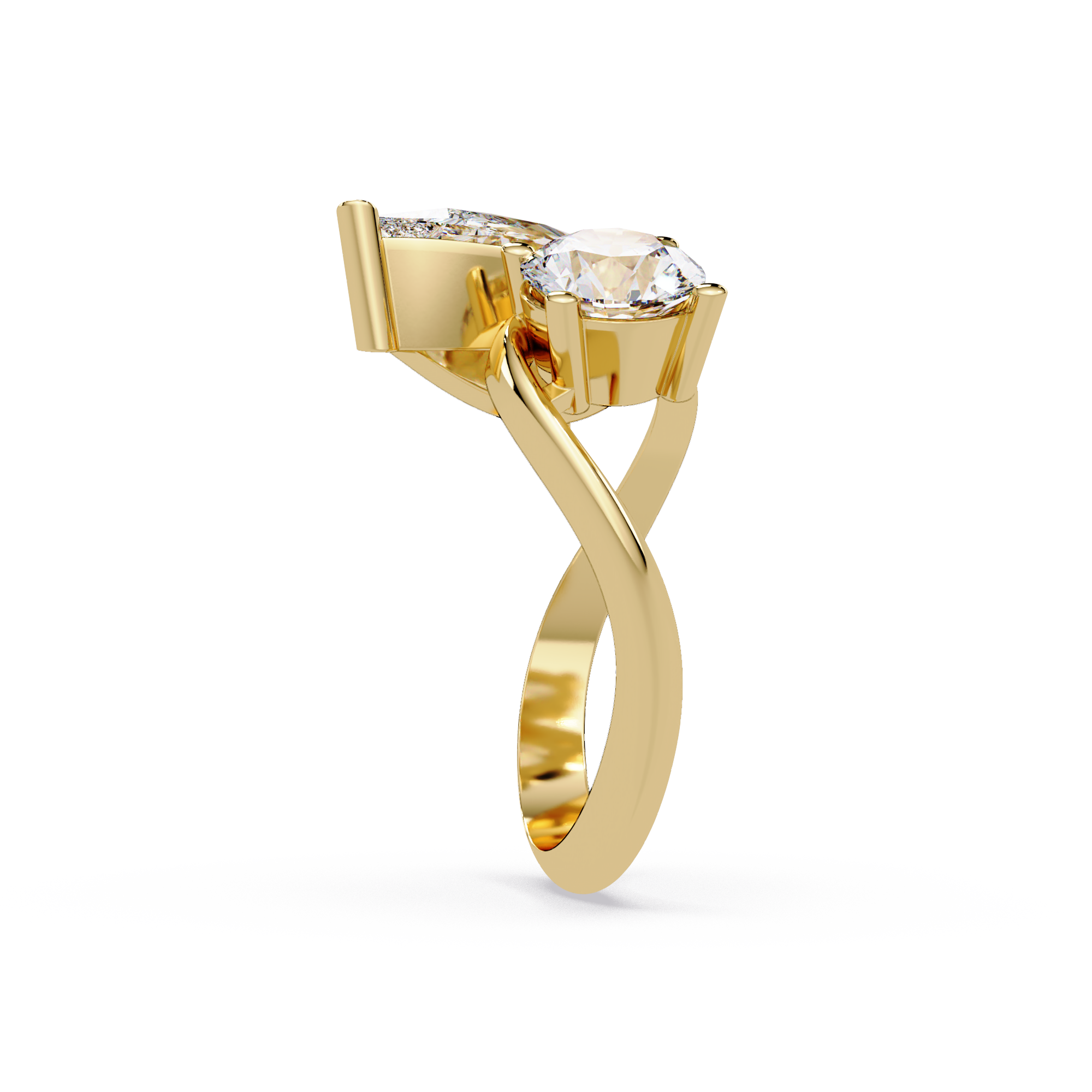 Modern Pear & Round Diamond Bypass Engagement Ring