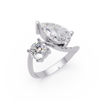 Modern Pear & Round Diamond Bypass Engagement Ring