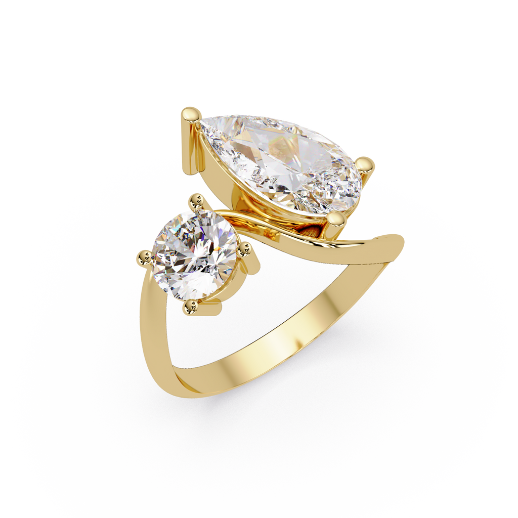 Modern Pear & Round Diamond Bypass Engagement Ring