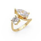 Modern Pear & Round Diamond Bypass Engagement Ring