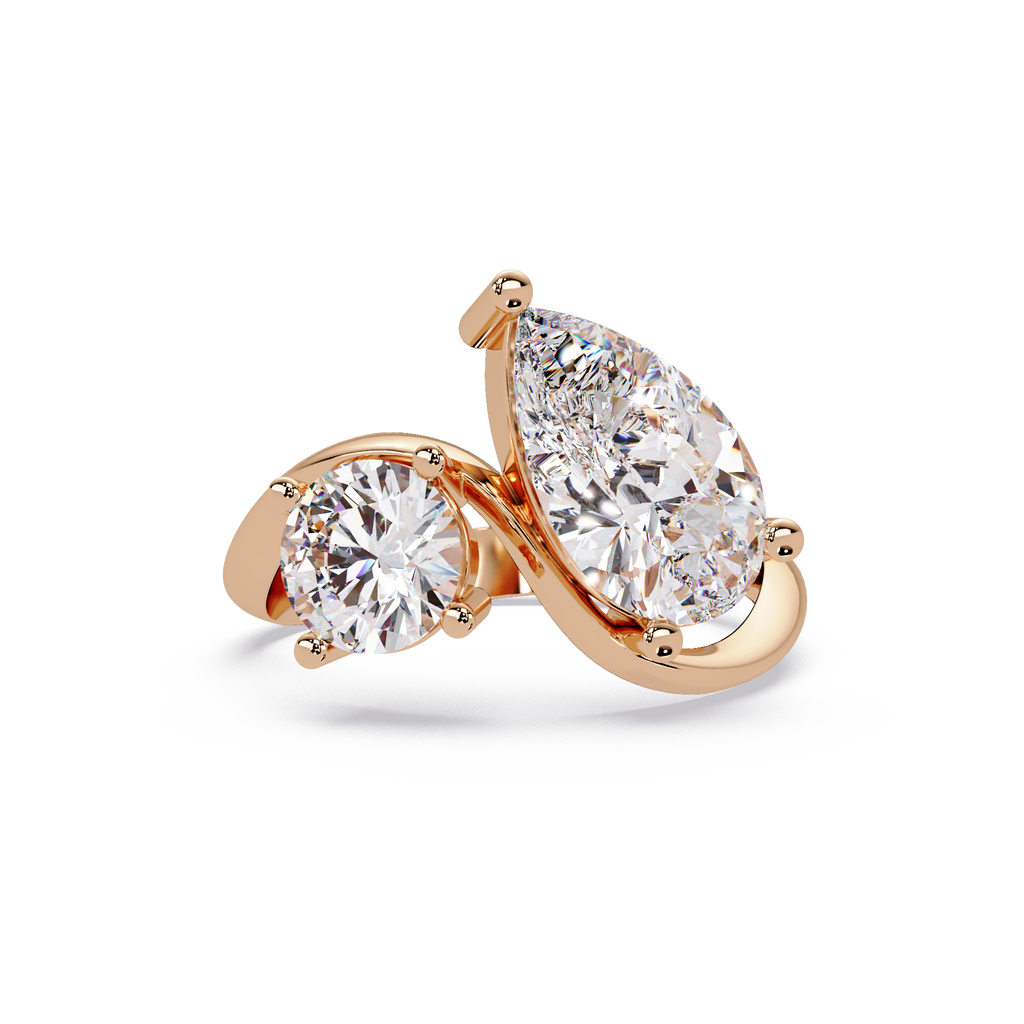 Modern Pear & Round Diamond Bypass Engagement Ring