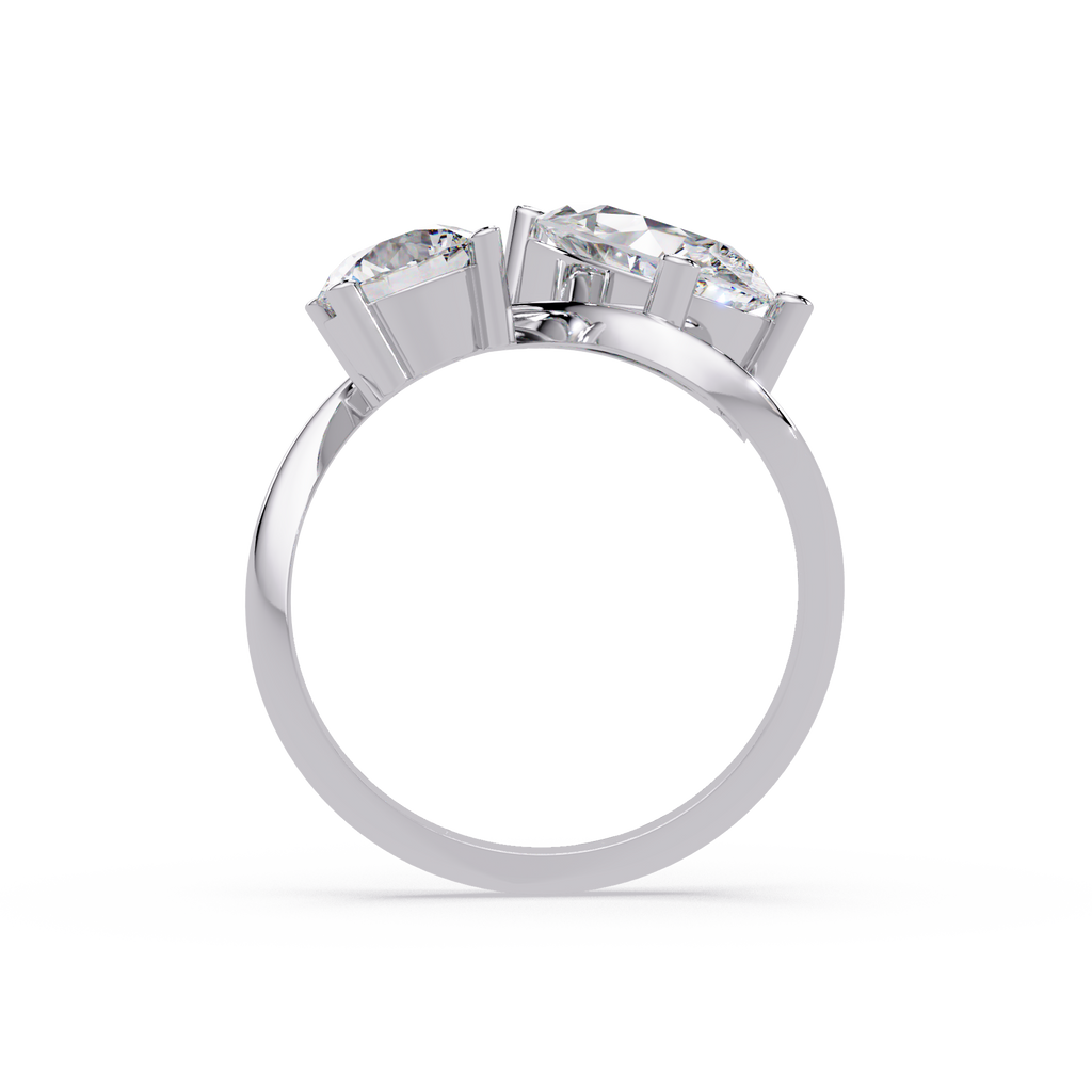 Modern Pear & Round Diamond Bypass Engagement Ring