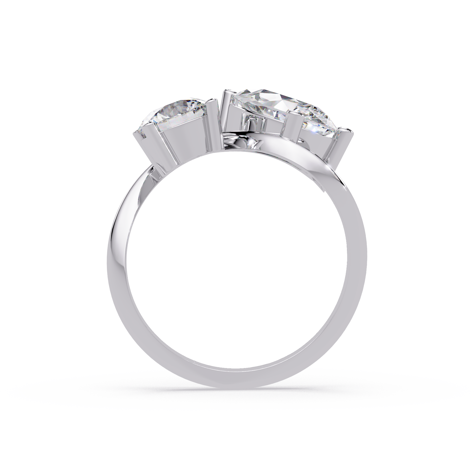 Modern Pear & Round Diamond Bypass Engagement Ring