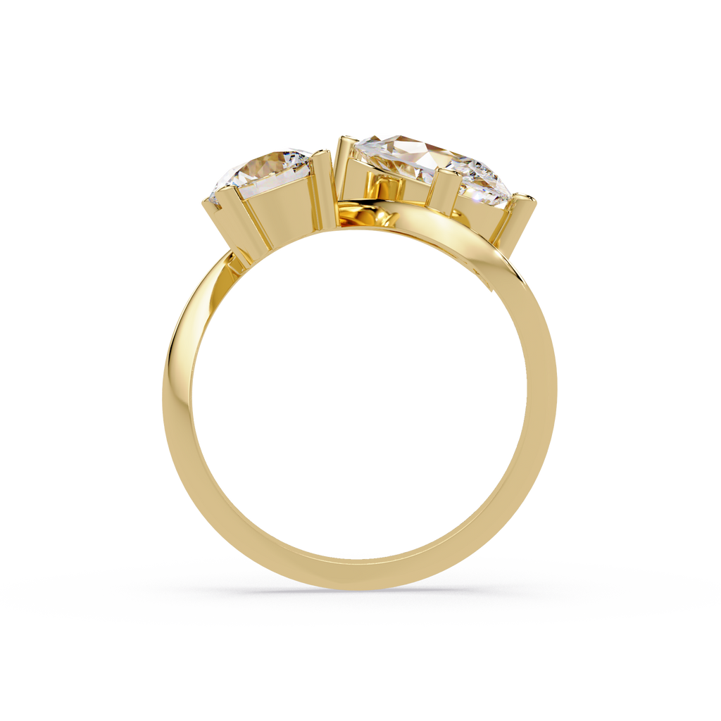 Modern Pear & Round Diamond Bypass Engagement Ring