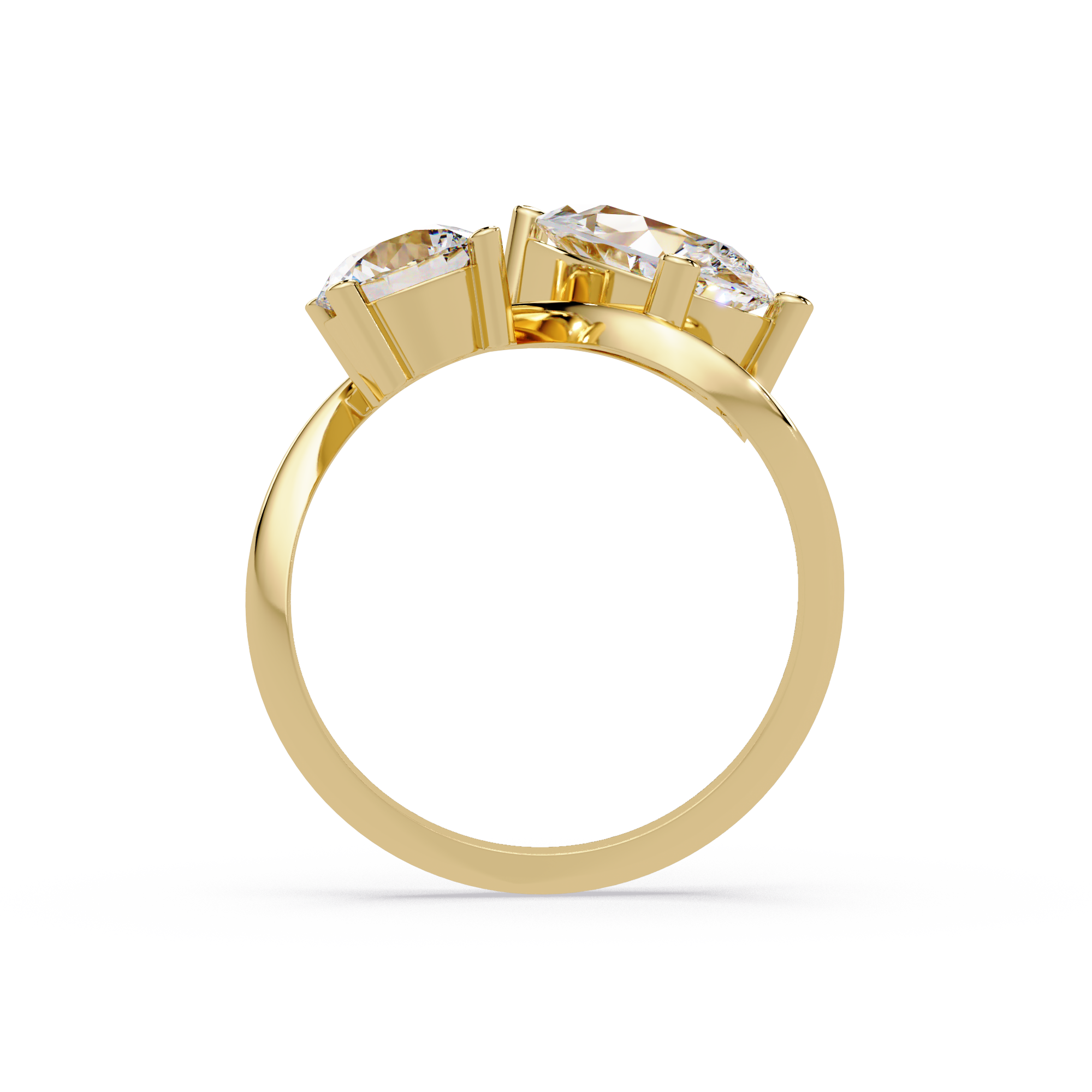 Modern Pear & Round Diamond Bypass Engagement Ring
