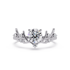 Nature Inspired Round Diamond Engagement Ring | Floral Leaf Solitaire Ring |