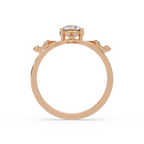 Nature Inspired Round Diamond Engagement Ring | Floral Leaf Solitaire Ring |