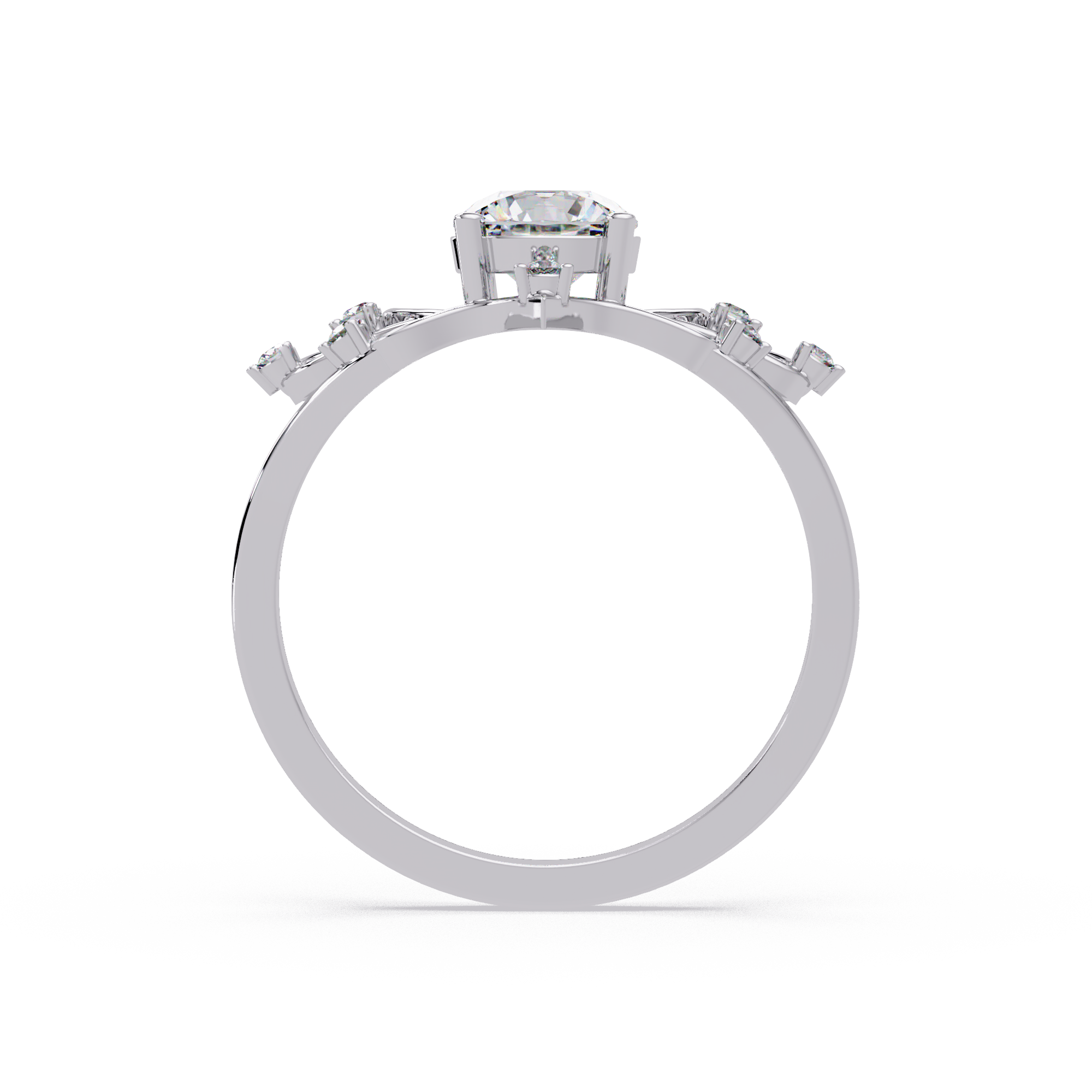 Nature Inspired Round Diamond Engagement Ring | Floral Leaf Solitaire Ring |