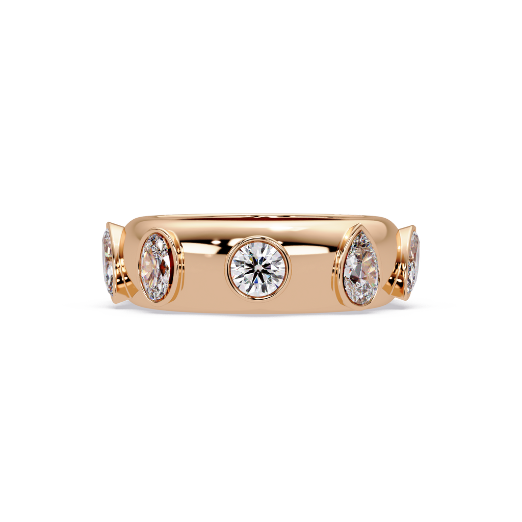 Modern Multi Shape Bezel Diamond Band Ring