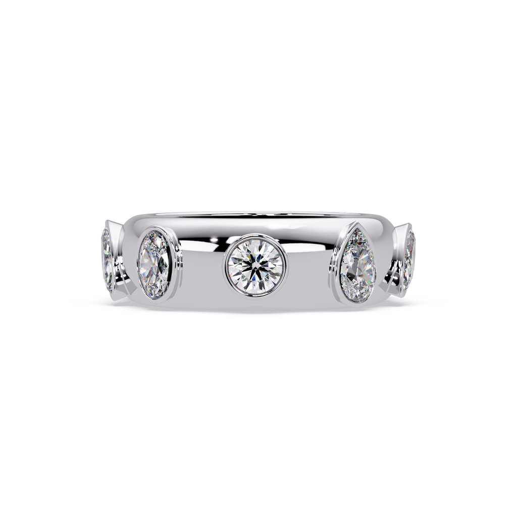 Modern Multi Shape Bezel Diamond Band Ring
