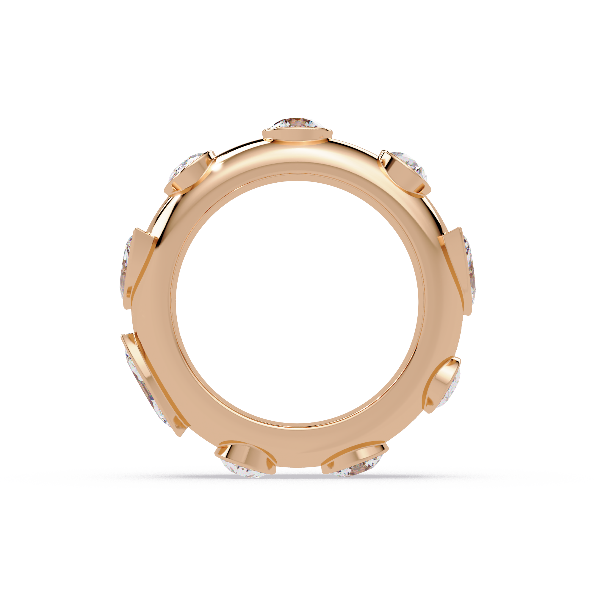 Modern Multi Shape Bezel Diamond Band Ring