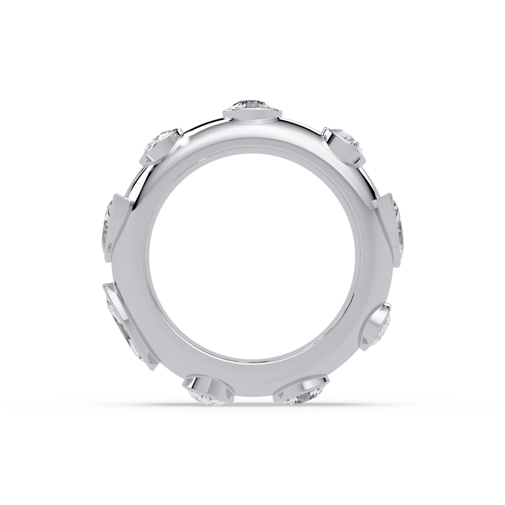 Modern Multi Shape Bezel Diamond Band Ring