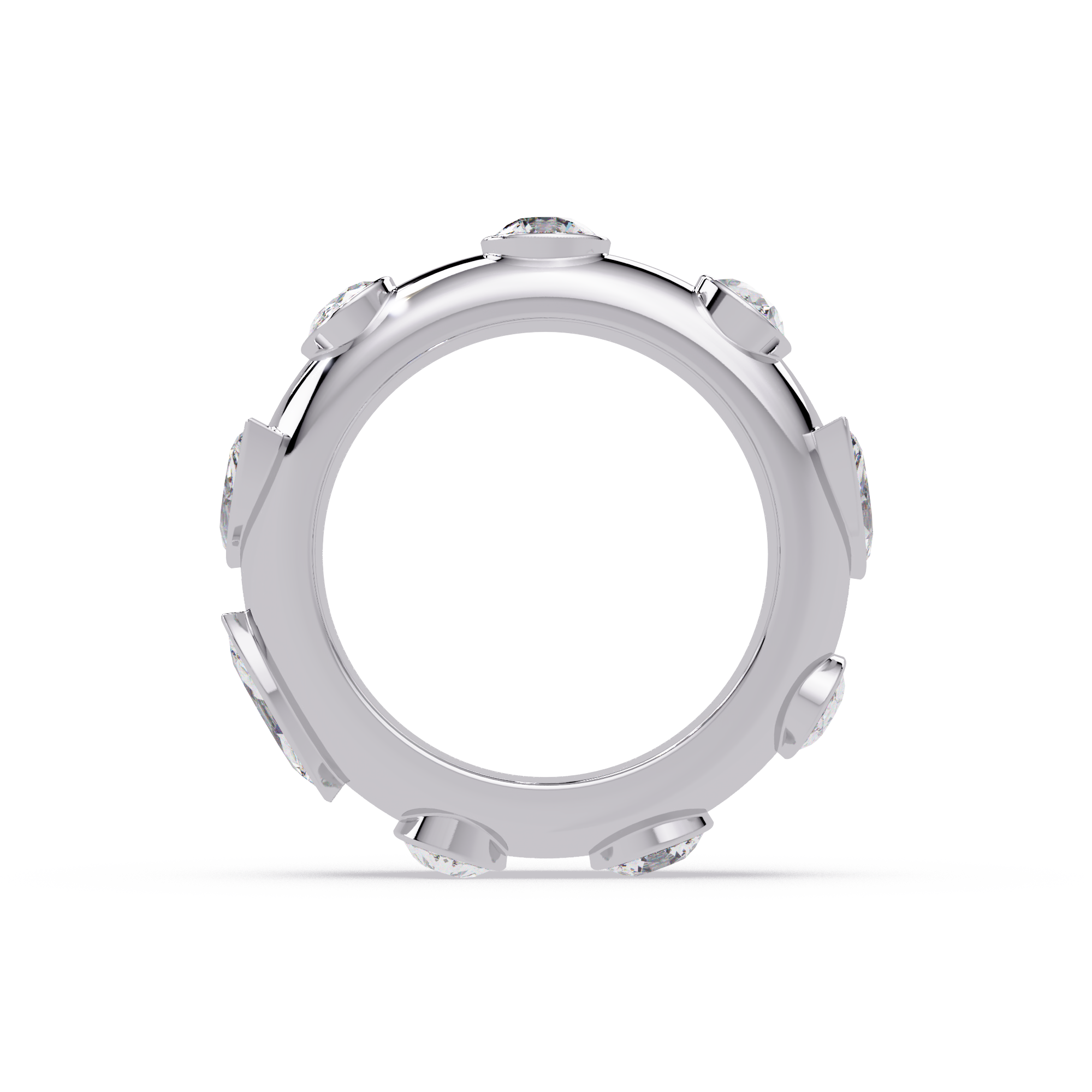 Modern Multi Shape Bezel Diamond Band Ring
