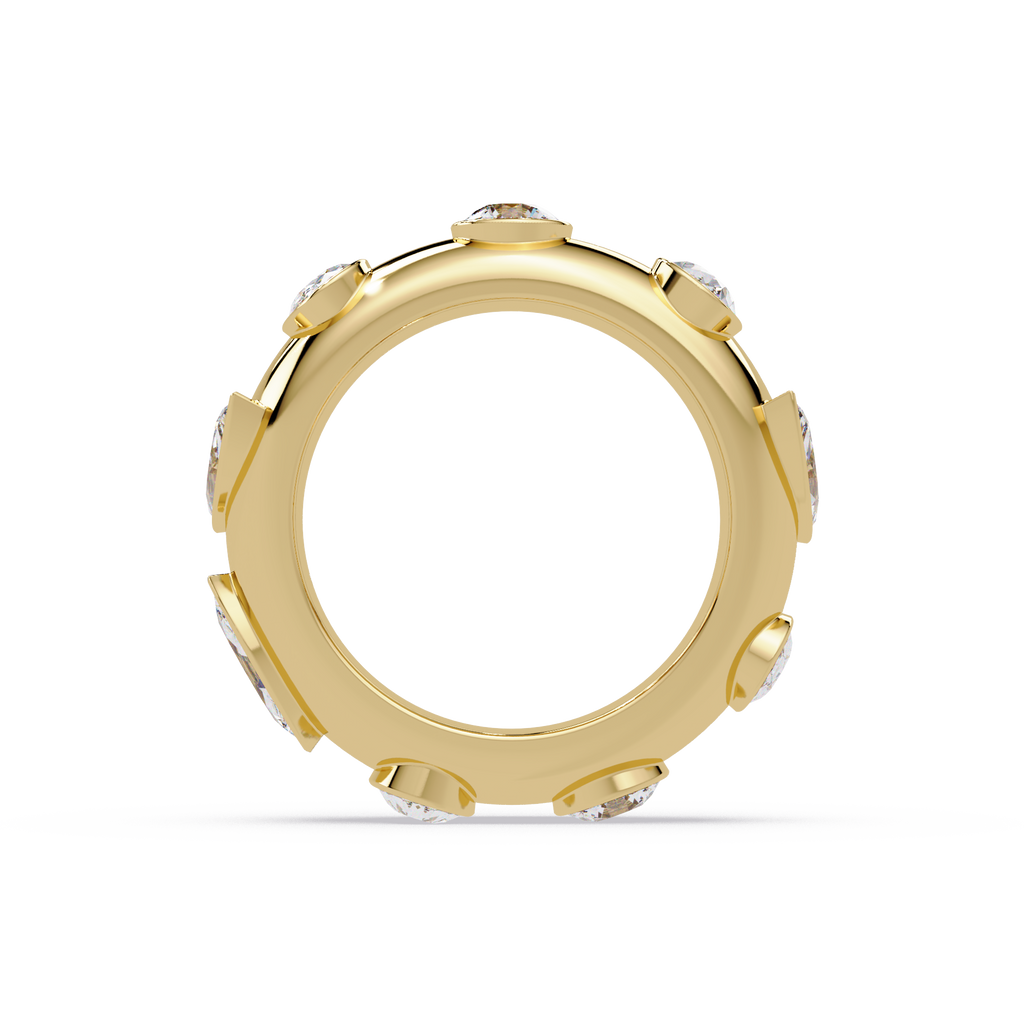 Modern Multi Shape Bezel Diamond Band Ring